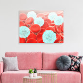 rode bloedcellen met witte bloedcellen canvas afdruk (Insitu (Woonkamer))