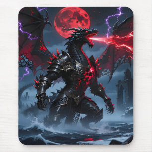 Rode Bloedmaan Zwarte Draak Fantasy Gaming Muismat