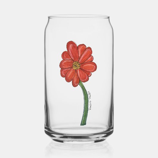 Rode Bloem Blikvorm Glas (Voorkant)