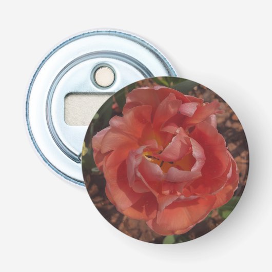 rode bloem  button flesopener (Voorkant)