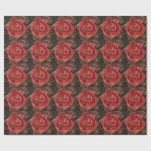 rode bloem cadeaupapier (Vlak)