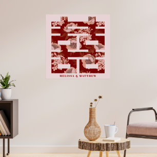 Rode Bloem Dubbel Geluk Chinese Bruiloft Poster