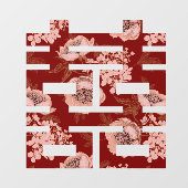 Rode Bloem Dubbele Xi Chinese Bruiloft Raamsticker (Vel)