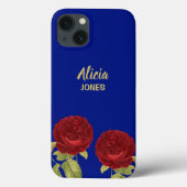 Rode bloem en blauw blad Case-Mate iPhone case (Achterkant)