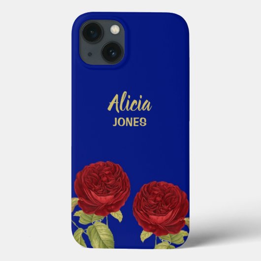 Rode bloem en blauw blad Case-Mate iPhone case (Achterkant)