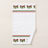 Rode bloem en groene bladeren, aangepaste naam bad handdoek (Handdoek)