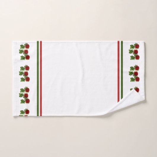Rode bloem en groene bladeren, aangepaste naam bad handdoek (Handdoek)