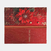 Rode Bloem Fleece Deken (Voorkant (Horizontaal))