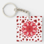 RODE BLOEM HART VALENTIJN VERJAARDAG CADEAU SLEUTE SLEUTELHANGER (voorkant)