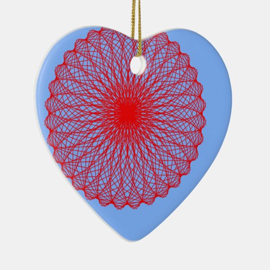 rode bloem in blauwe abstracte kunst keramisch ornament (Rechts)