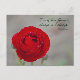 Rode Bloem Inspirerend Tuin Quote Monet Briefkaart