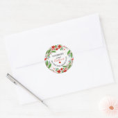 Rode bloem Kerstkrans retouradreslabel Ronde Sticker (Envelop)