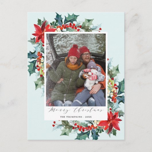 Rode Bloem Kerstmis Pijnboom Naald Grappig Bericht Briefkaart (Voorkant)