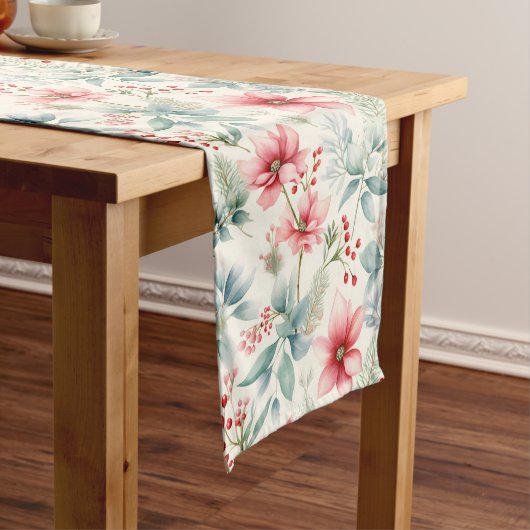 Rode Bloem Kersttafel Runner Medium Tafelloper (Voorbeeld)