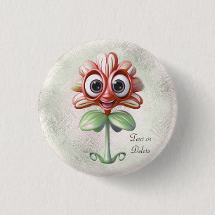 Rode Bloem Knop Ronde Button 3,2 Cm