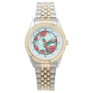 Rode Bloem Kolibrie Horloge