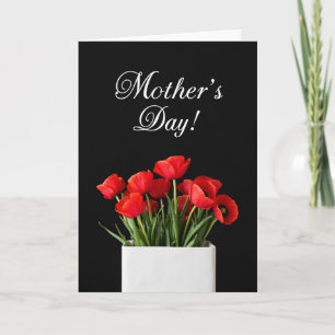Rode bloem Moederdag Groenskaart Kaart