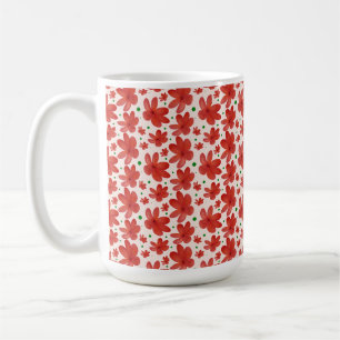 Rode bloem naadloos patroon Cute Retro Bloem Koffiemok