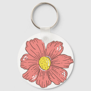 Rode bloem sleutelhanger
