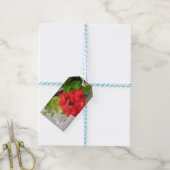 rode bloem tissuepapier cadeaulabel (Met Touw)