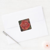 rode bloem vierkante sticker (Envelop)