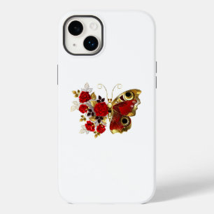 Rode bloem vlinder met rode rozen Case-Mate iPhone 14 plus hoesje