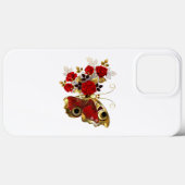 Rode bloem vlinder met rode rozen Case-Mate iPhone case (Achterkant (horizontaal))
