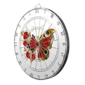 Rode bloem vlinder met rode rozen dartbord (Voorkant Rechts)