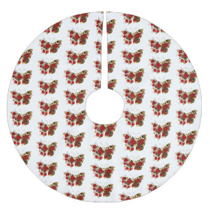 Rode bloem vlinder met rode rozen kerstboom rok