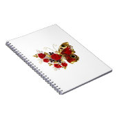 Rode bloem vlinder met rode rozen notitieboek (Rechterzijde)