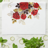 Rode bloem vlinder met rode rozen theedoek (Gevouwen)