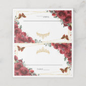 Rode bloem vlinders Quinceañera 16e verjaardag (Buitenkant ongevouwen)