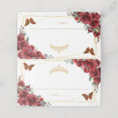 Rode Bloem Vlinders Quinceañera 16e Verjaardag (Buitenkant ongevouwen)