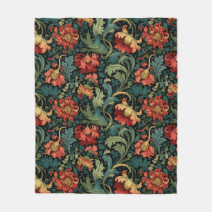 Rode bloem William Morris print Fleece Deken
