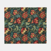 Rode bloem William Morris print Fleece Deken (Voorkant (Horizontaal))
