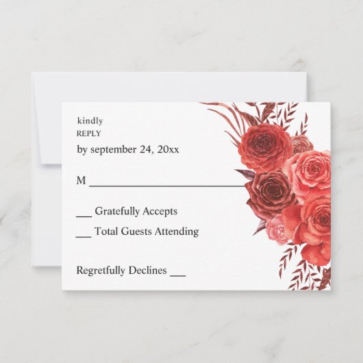 Rode bloem zonder maaltijd RSVP 2 (Voorkant)