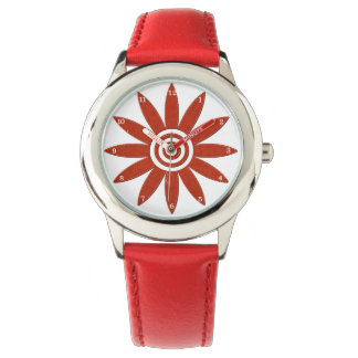 Rode bloembladeren Verse bloemenbloesem Horloge