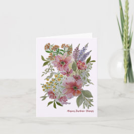 Rode bloemboeket notitiekaart/wenskaart feestdagen kaart