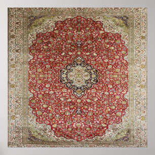 Rode bloemen bloem Perzisch Turks patroon elegant Poster