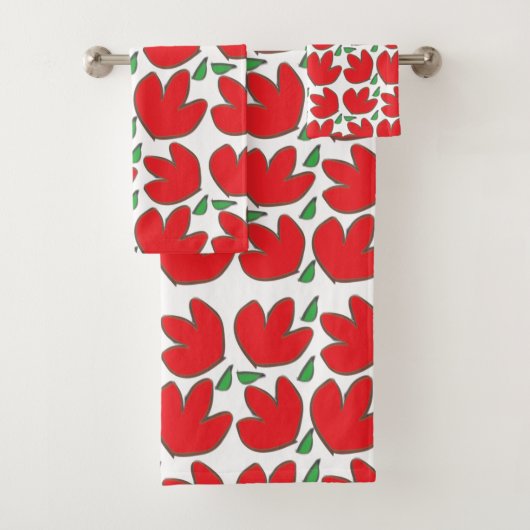 Rode bloemen Bloemen Bad Handdoek (Insitu)