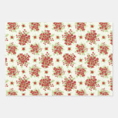 Rode bloemen bloemenbron inpakpapier vel (Voorkant 3)