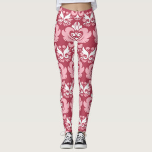 Rode Bloemen: Bord Beige Naadloos Leggings