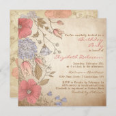  Rode Bloemen Bridal Shower Kaart (Voorkant / Achterkant)