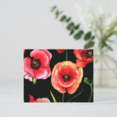 rode bloemen briefkaart (Staand voorkant)