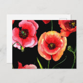 rode bloemen briefkaart (Voorkant / Achterkant)