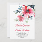 Rode Bloemen Bruids Douche Uitnodiging (Voorkant)