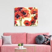 Rode bloemen canvas afdruk (Insitu (Woonkamer))