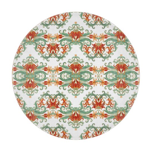 Rode Bloemen Chinese Stijl Sierlijk Snijplank (Voorkant)