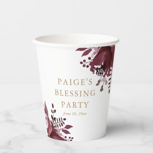 Rode Bloemen Christelijke Moeder en Baby Zegening Papieren Bekers (Voorkant)