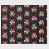 Rode bloemen drievoudige dag van de dode suikersch cadeaupapier (Vlak)